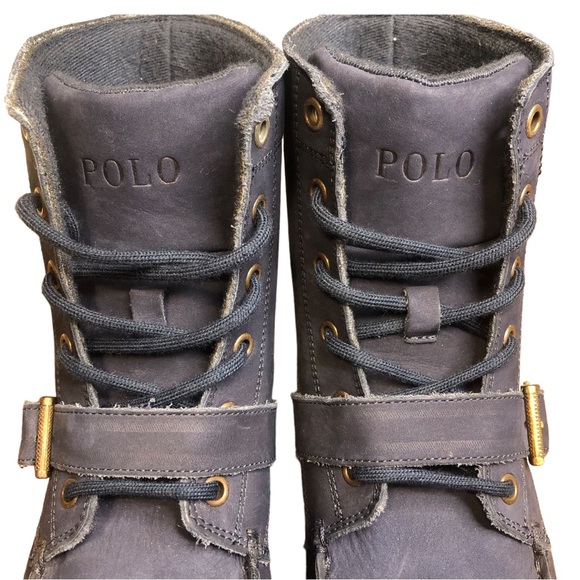 Ralph Lauren Polo Bear Boys Big Kid Ranger Hi Lace Up Leather Fashion Boot NWOT - Picture 9 of 13